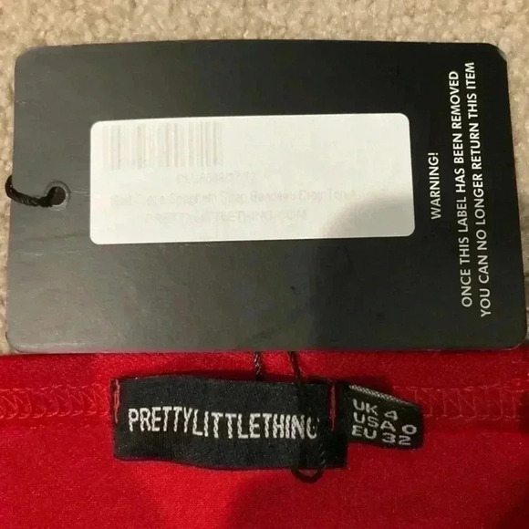 New with tags pretty little thing red crepe spaghetti strap bandeau crop top - Picture 4 of 4